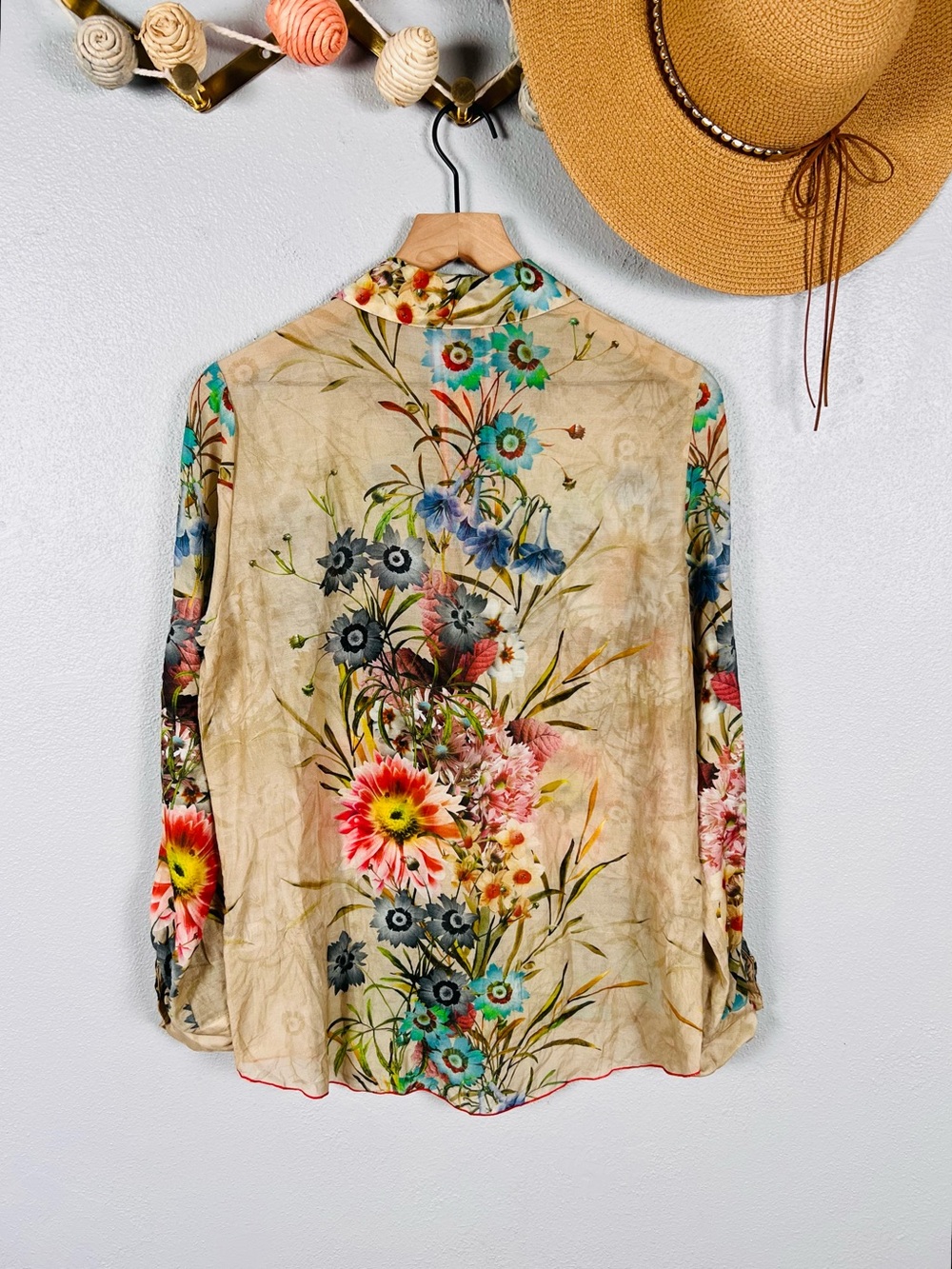 Johnny Was 3J Workshop Floral Button Down Blouse Cotton Silk Size Small - Picture 3 of 6